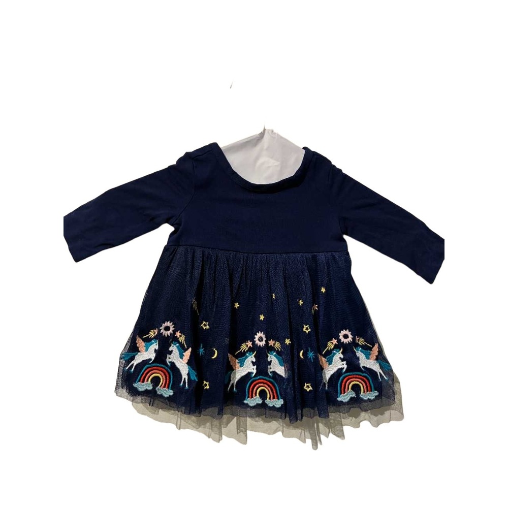 Hanna Andersson Baby Girl Navy Unicorn Rainbow Tulle Dress 0-3 Months 50cm